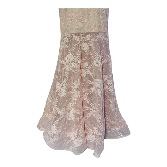 Xscape Lace Sequin Pink Racerback Halter Mermaid Gown Formal Prom Maxi Dress - Picture 10 of 17